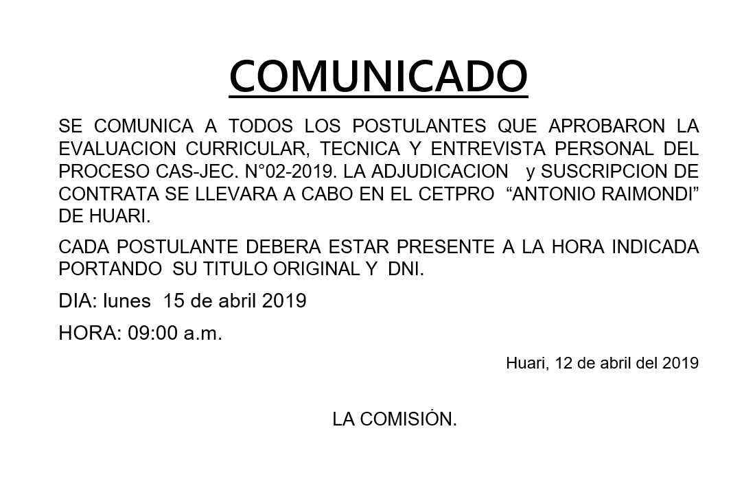 COMUNICADO