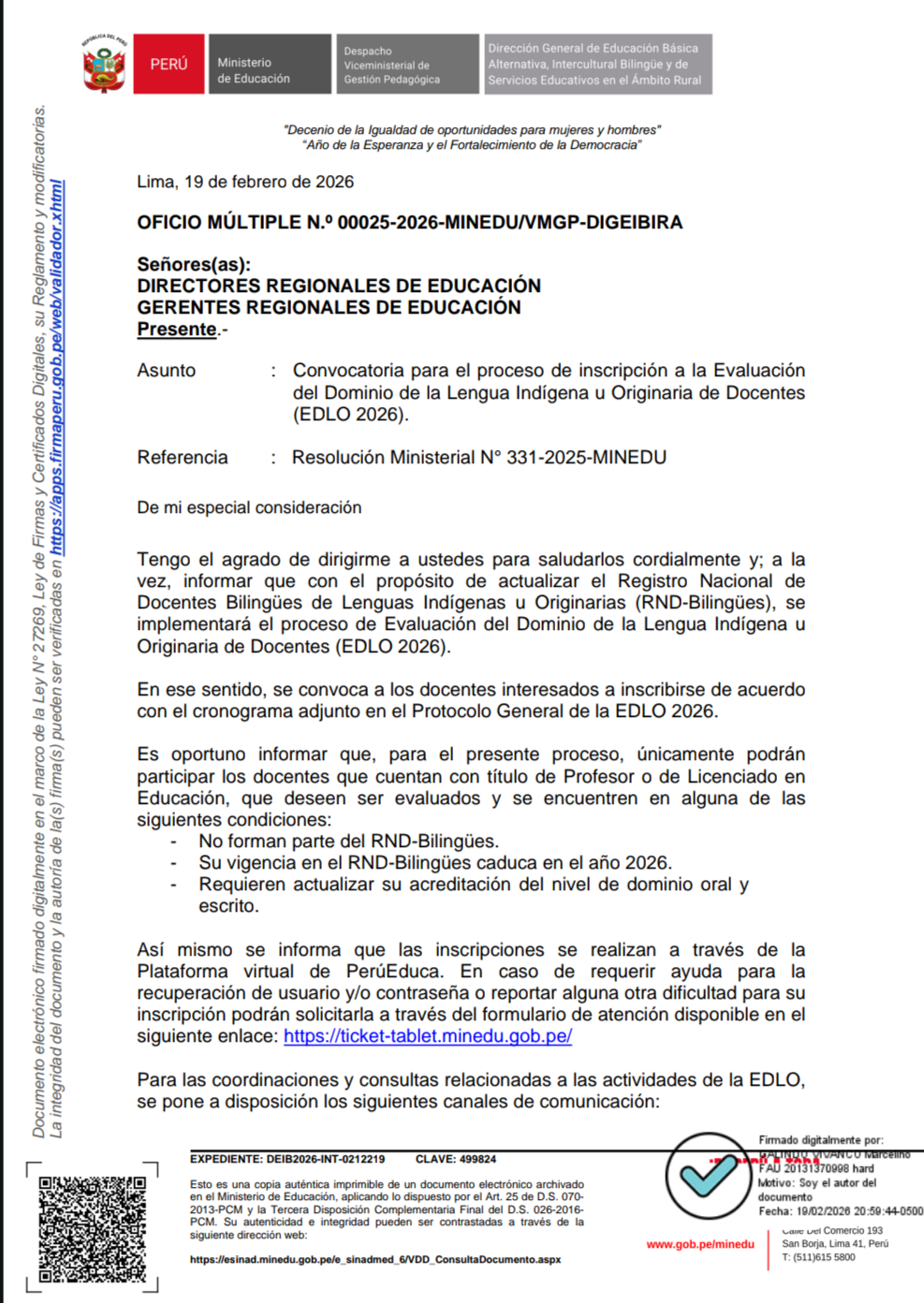 Convocatoria oficial para la Evaluación del Dominio de la Lengua Indígena u Originaria (EDLO) 2026