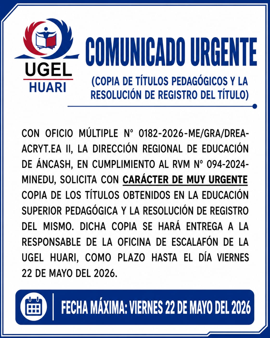 COMUNICADO URGENTE