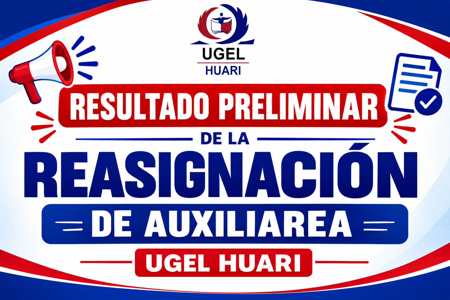Resultado preliminar Reasignación de Auxiliares UGEL Huari